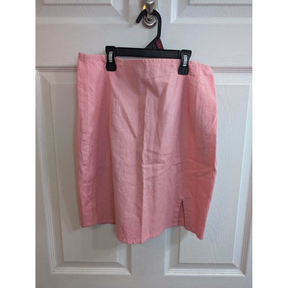 ASOS DESIGN Pencil Skirt Women Pink Linen Blend Side Slit Zip - Size 6‎
